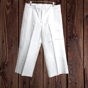 ANN TAYLOR Factory Petite Wide Leg Cropped High Waist White Pants Women's 10P 10